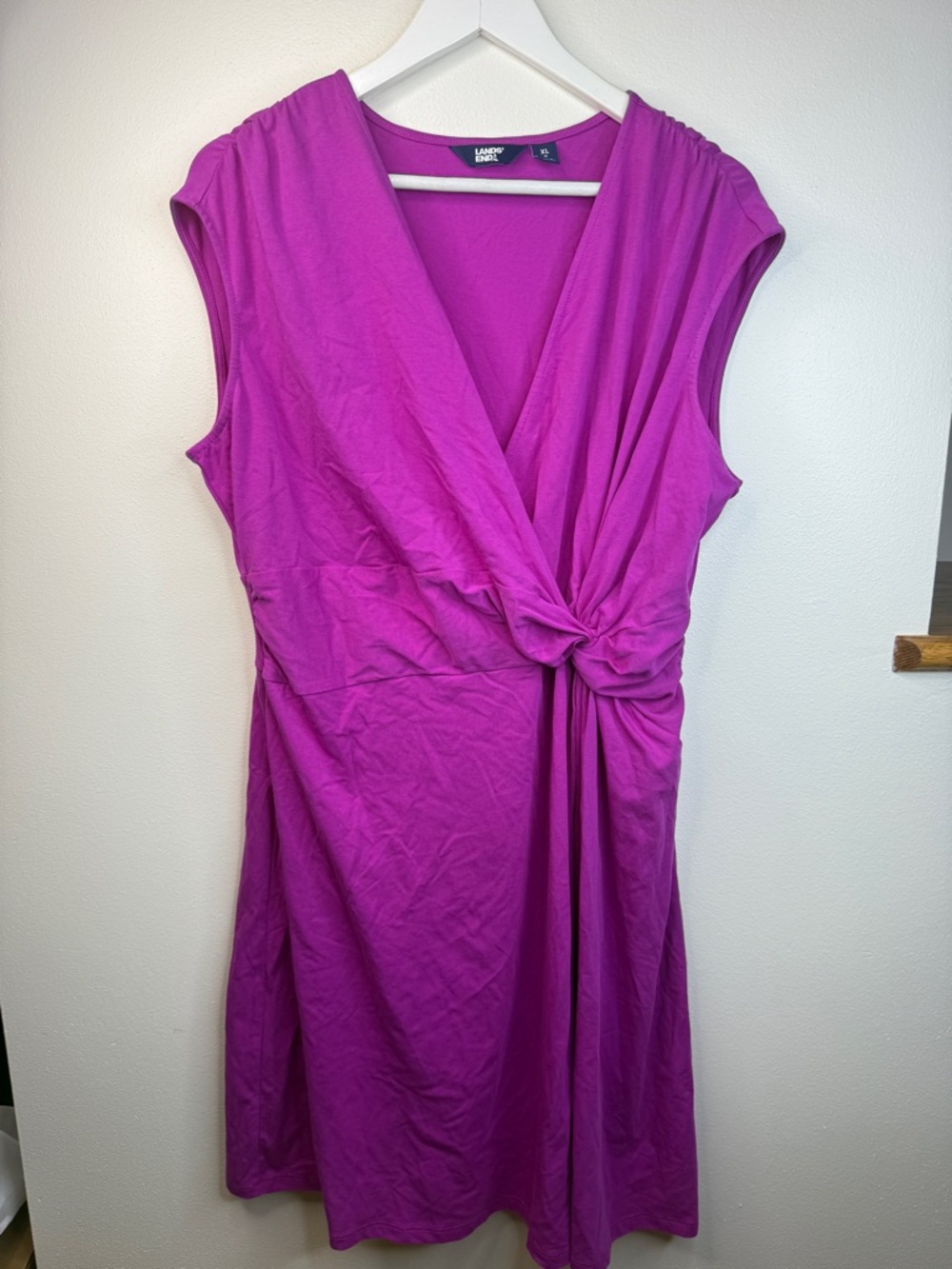 Lands' End Fuchsia Knot-Front Sleeveless Dress